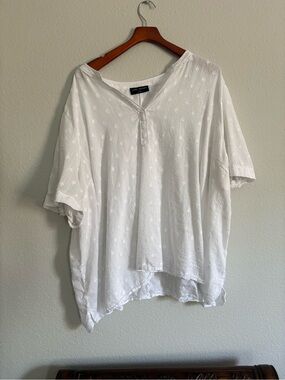 Lane Bryant White Embroidered V-Neck Tunic